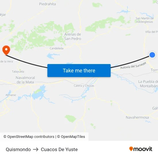 Quismondo to Cuacos De Yuste map