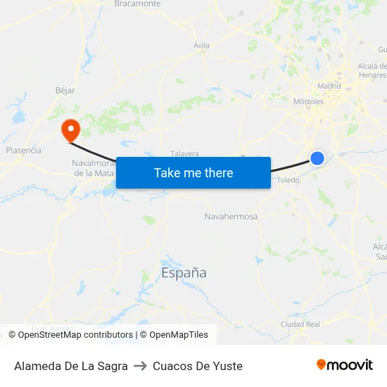 Alameda De La Sagra to Cuacos De Yuste map