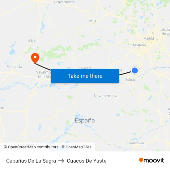 Cabañas De La Sagra to Cuacos De Yuste map