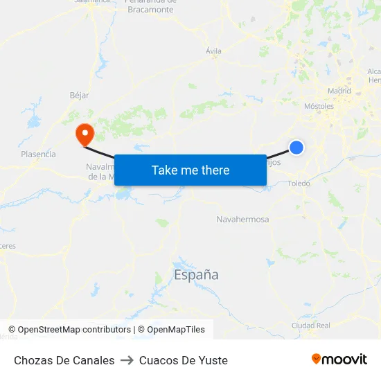 Chozas De Canales to Cuacos De Yuste map