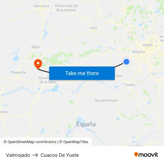 Valmojado to Cuacos De Yuste map