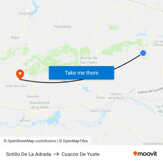 Sotillo De La Adrada to Cuacos De Yuste map