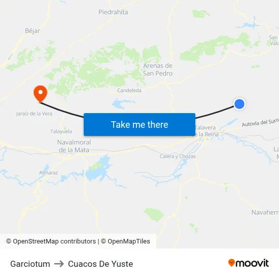 Garciotum to Cuacos De Yuste map