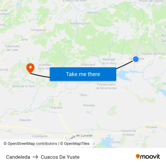 Candeleda to Cuacos De Yuste map