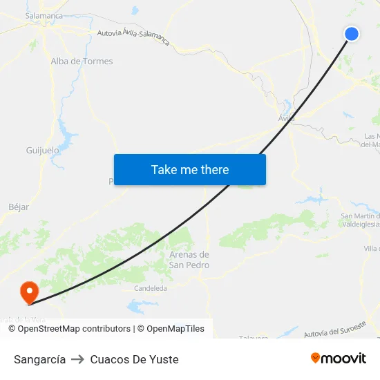 Sangarcía to Cuacos De Yuste map