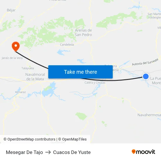 Mesegar De Tajo to Cuacos De Yuste map