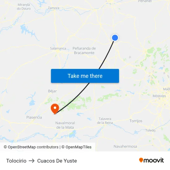 Tolocirio to Cuacos De Yuste map