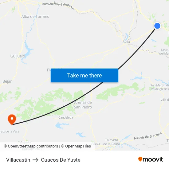 Villacastín to Cuacos De Yuste map