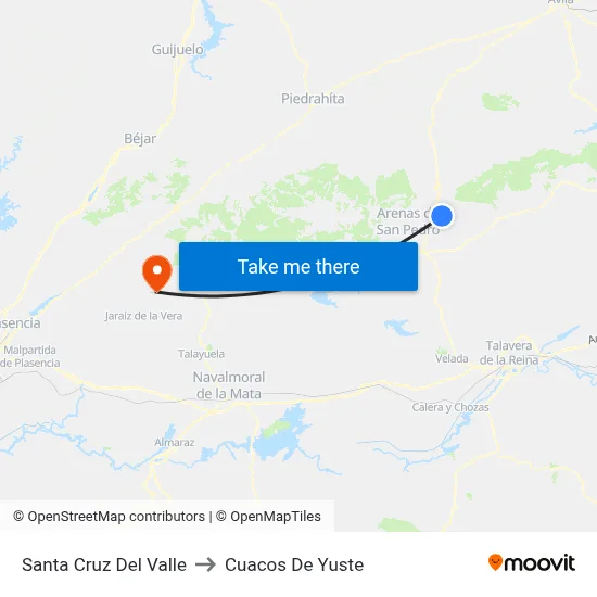 Santa Cruz Del Valle to Cuacos De Yuste map