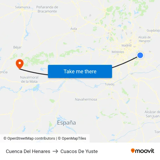 Cuenca Del Henares to Cuacos De Yuste map