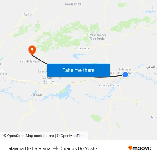 Talavera De La Reina to Cuacos De Yuste map