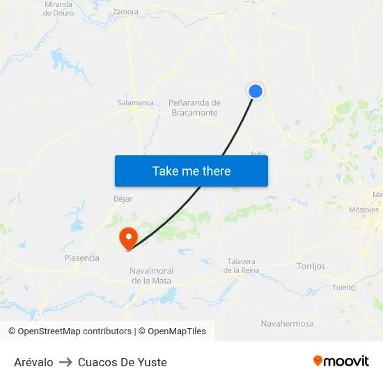 Arévalo to Cuacos De Yuste map