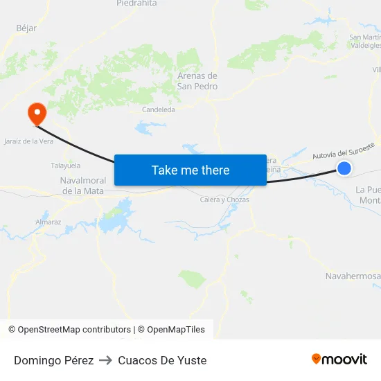 Domingo Pérez to Cuacos De Yuste map