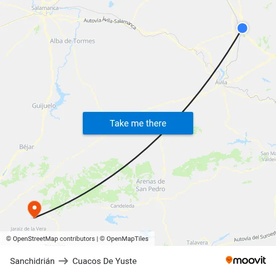 Sanchidrián to Cuacos De Yuste map