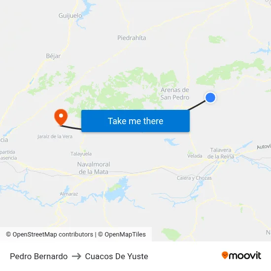 Pedro Bernardo to Cuacos De Yuste map