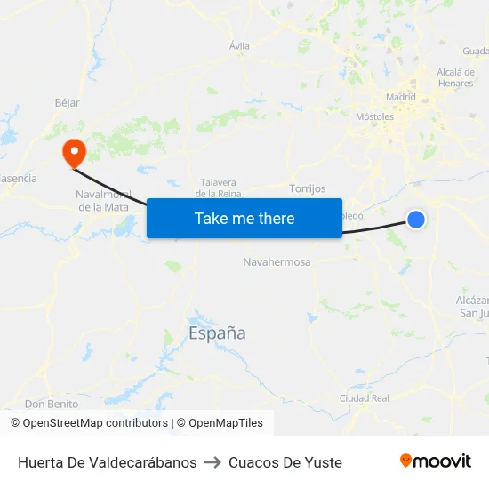 Huerta De Valdecarábanos to Cuacos De Yuste map