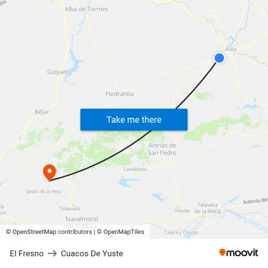 El Fresno to Cuacos De Yuste map