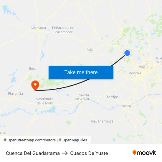 Cuenca Del Guadarrama to Cuacos De Yuste map