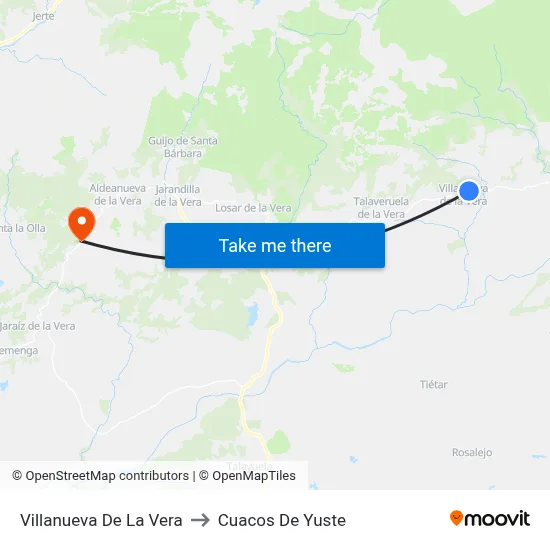 Villanueva De La Vera to Cuacos De Yuste map