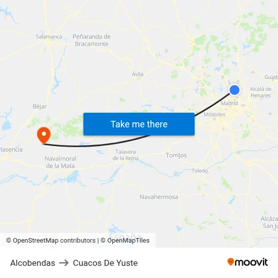 Alcobendas to Cuacos De Yuste map