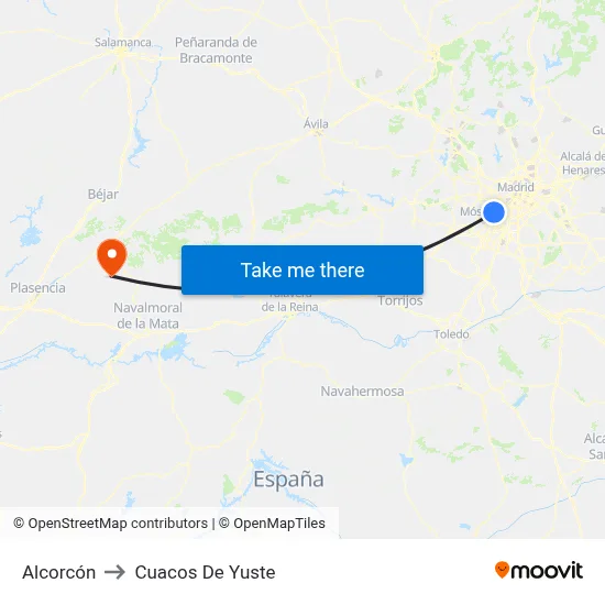 Alcorcón to Cuacos De Yuste map