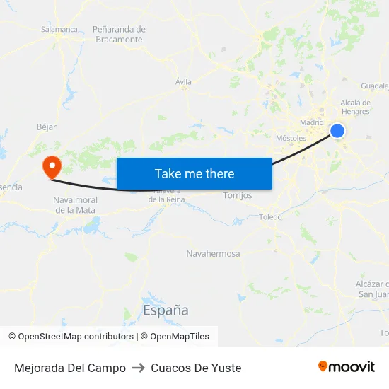 Mejorada Del Campo to Cuacos De Yuste map