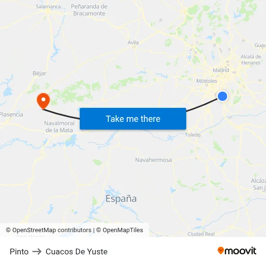 Pinto to Cuacos De Yuste map