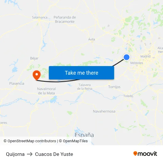 Quijorna to Cuacos De Yuste map