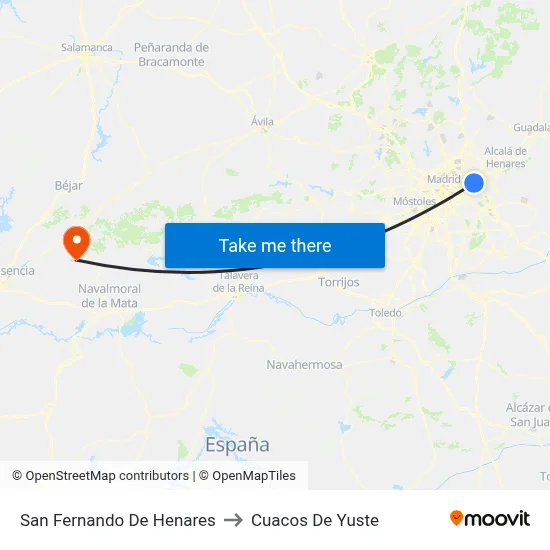 San Fernando De Henares to Cuacos De Yuste map