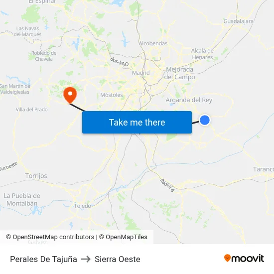 Perales De Tajuña to Sierra Oeste map