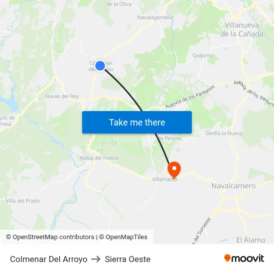 Colmenar Del Arroyo to Sierra Oeste map