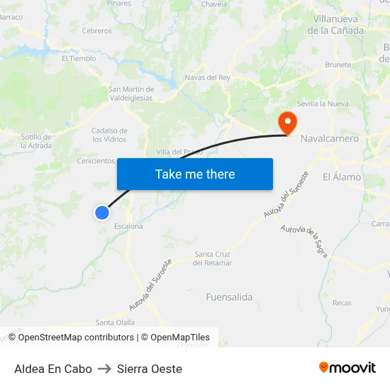 Aldea En Cabo to Sierra Oeste map