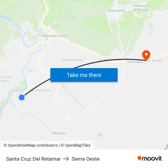 Santa Cruz Del Retamar to Sierra Oeste map