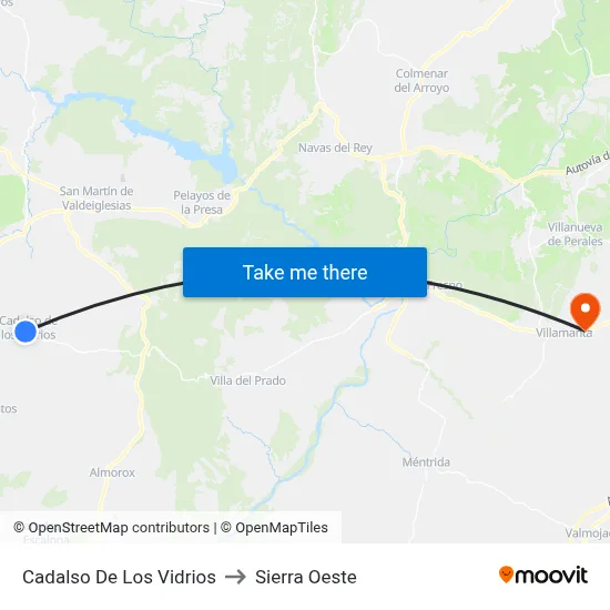 Cadalso De Los Vidrios to Sierra Oeste map