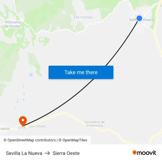Sevilla La Nueva to Sierra Oeste map
