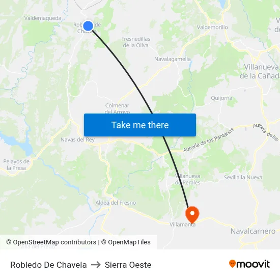 Robledo De Chavela to Sierra Oeste map
