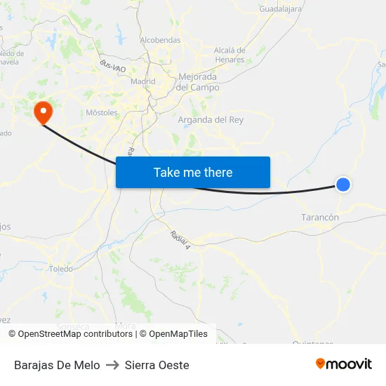 Barajas De Melo to Sierra Oeste map