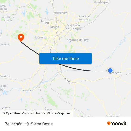 Belinchón to Sierra Oeste map