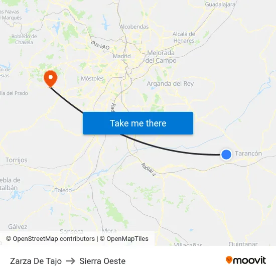 Zarza De Tajo to Sierra Oeste map