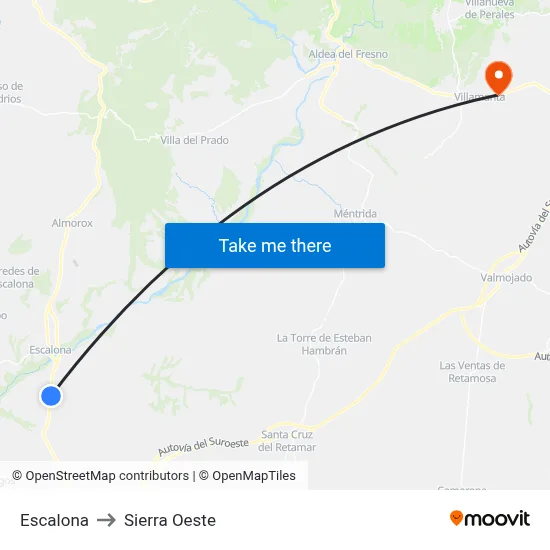 Escalona to Sierra Oeste map