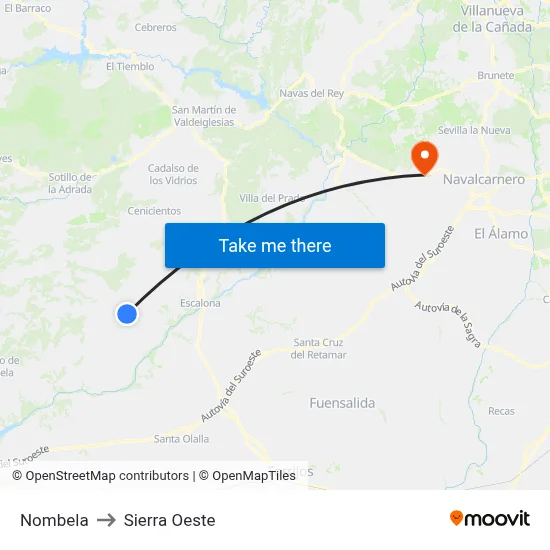 Nombela to Sierra Oeste map
