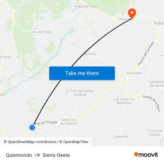Quismondo to Sierra Oeste map