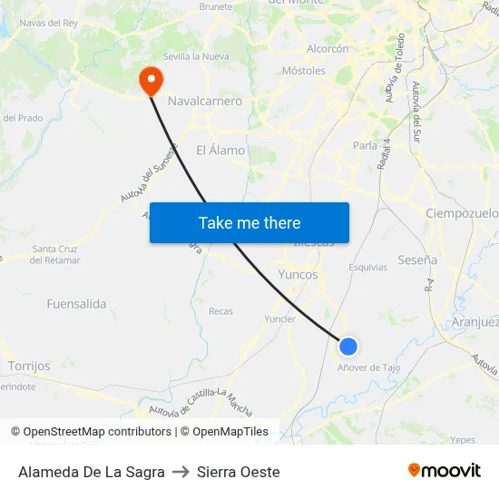 Alameda De La Sagra to Sierra Oeste map