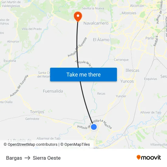 Bargas to Sierra Oeste map