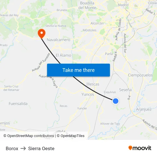 Borox to Sierra Oeste map