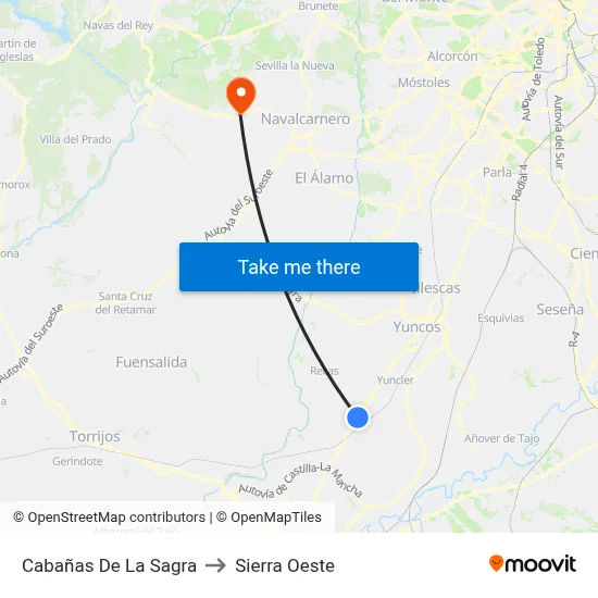 Cabañas De La Sagra to Sierra Oeste map