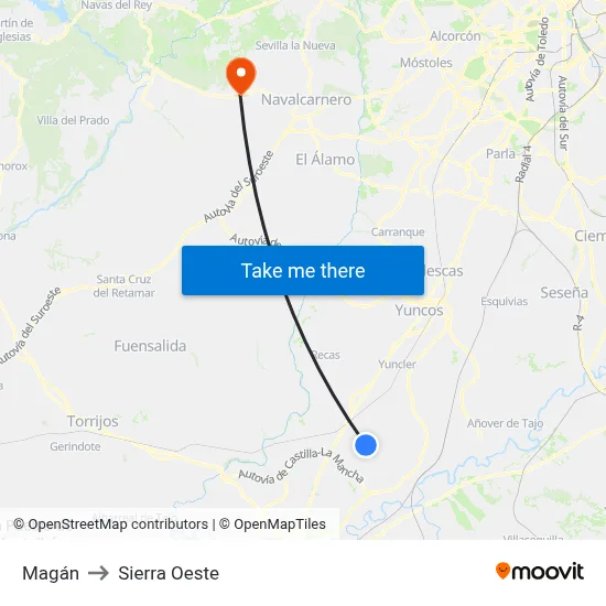 Magán to Sierra Oeste map