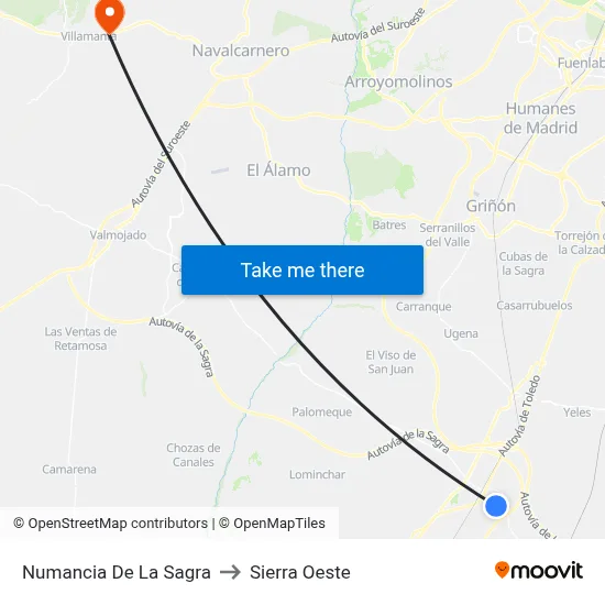 Numancia De La Sagra to Sierra Oeste map