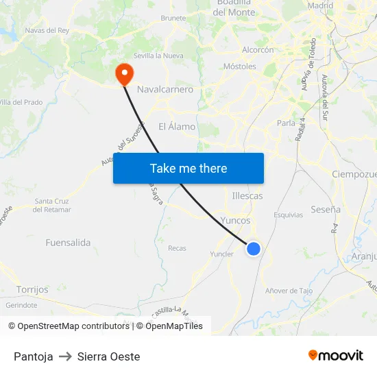 Pantoja to Sierra Oeste map