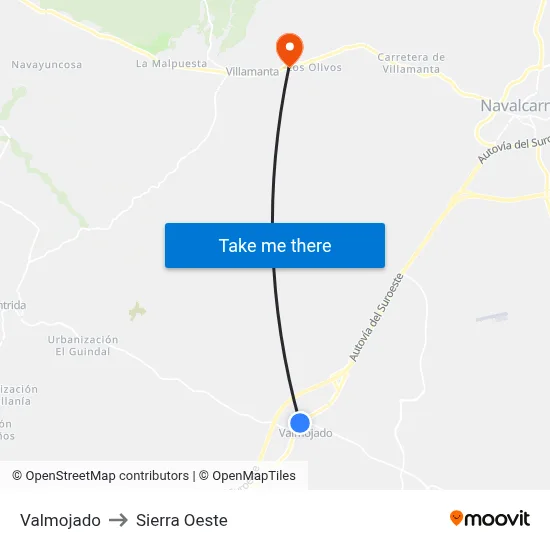 Valmojado to Sierra Oeste map